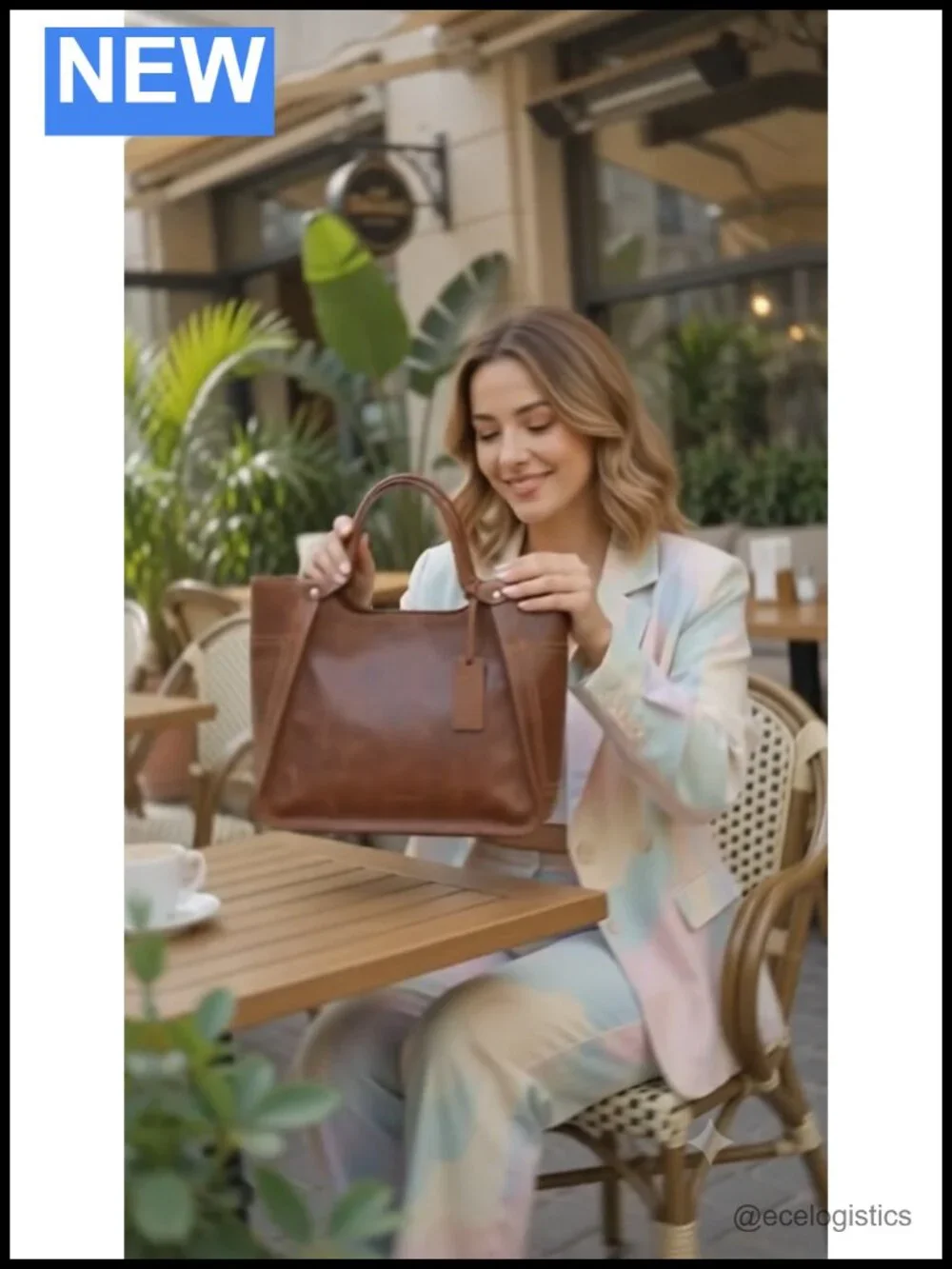 Genuine Leather Tote Bag for Women Structured Work Travel Handbag